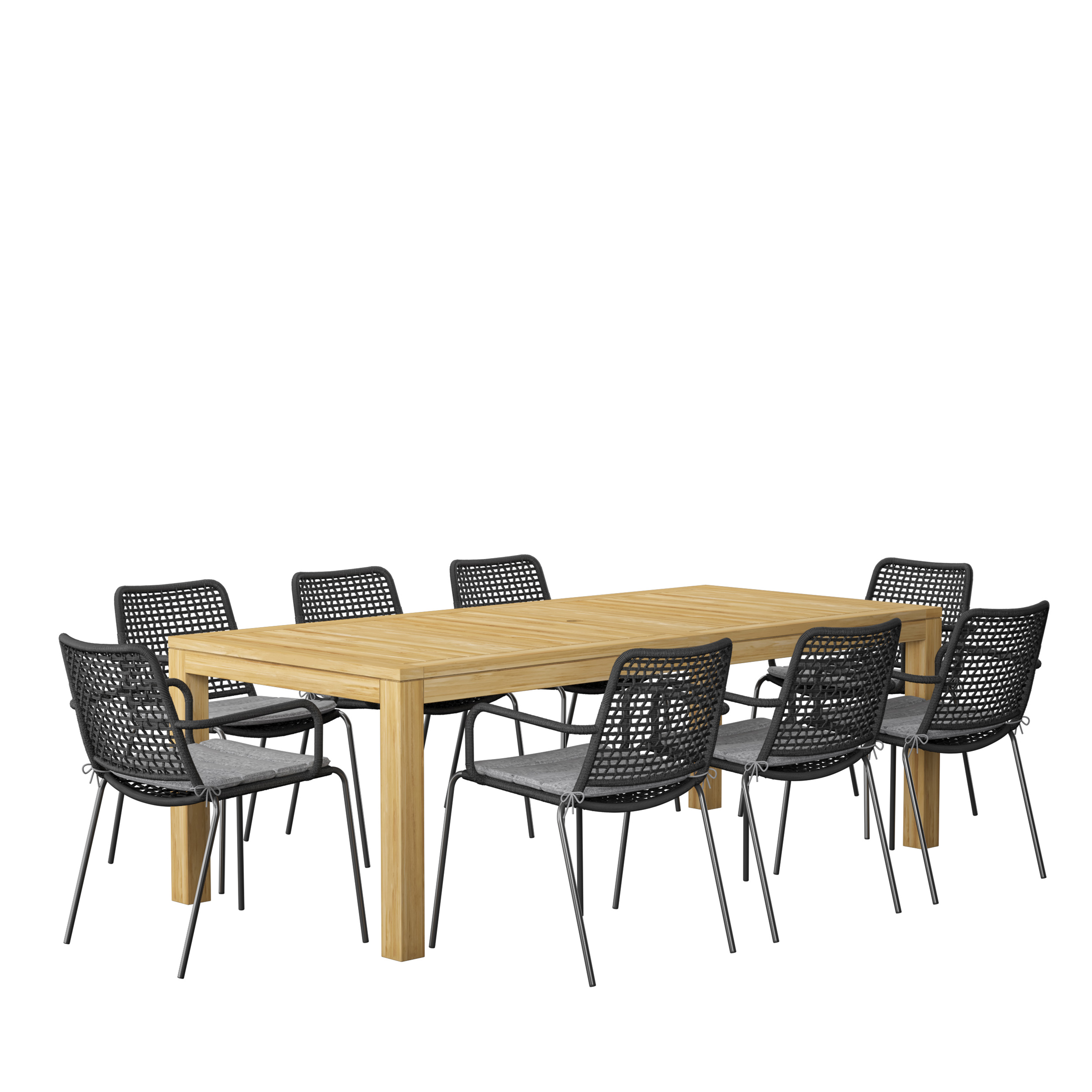 Amazonia Maumelle 9 Pieces Certified Teak Rectangular Outdoor Dining Set, Ideal for Patio, Seating Capacity: 8