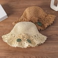 thumbnail image 4 of 2025 Elegant Crochet Straw Hat with Ruffle Detail, Vintage Ruffle Crochet Straw, Foldable Hand-Woven Sun Hat for Women, 4 of 7