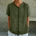 thumbnail image 2 of Dressy Shirts for Women Button Down Solid Color Short Sleeve Lapel Collared Blouses Ladies Summer Casual Beach Tops, 2 of 6