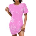 thumbnail image 1 of Gibobby Vestido de verano casual para mujer Vestido de manga corta con cuello redondo informal de verano con estampado floral elegante y agraciado para mujer(Rosa,CH), 1 of 5