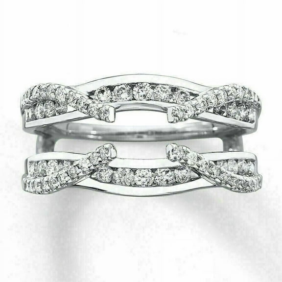 2.00Ct Round Cut Lab Created Diamond Women's Enhancer Wedding Wrap Ring 14k White Gold Plated 925 Silver For Her