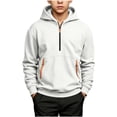 thumbnail image 2 of Cethrio Boys Half Zip Hoodies Size 9-10 Years, Pullover Fleece-lined Long Sleeve Casual Boys Hooded Sweatshirts White, 2 of 8