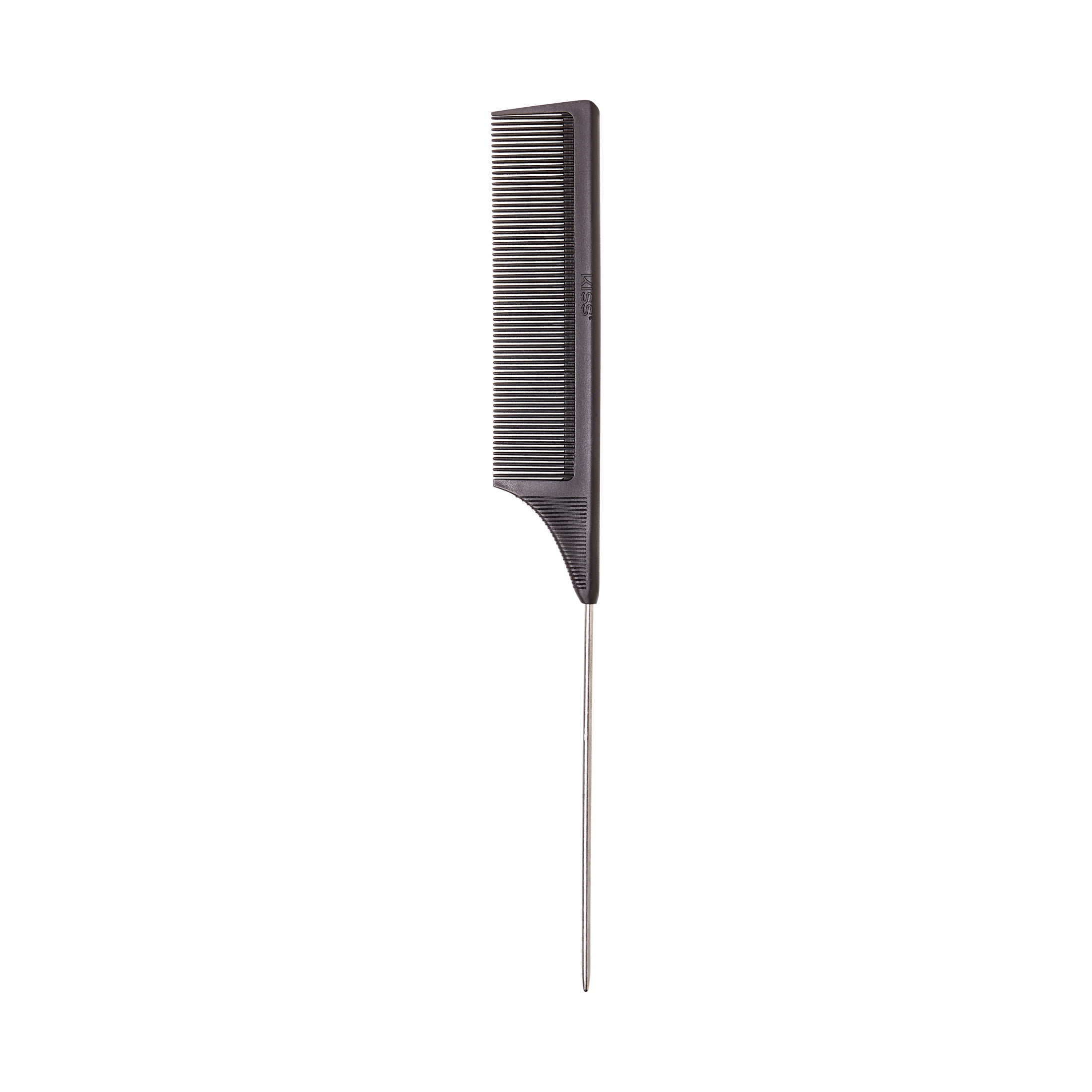 (2 pack) Kiss Colors & Care 9" Carbon Fiber Small Tooth Pin Tail Hair Comb, Black