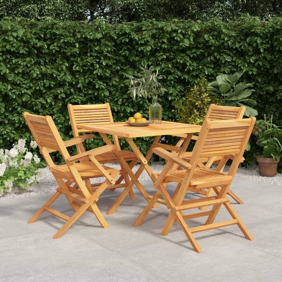 vidaXL Garden Dining Set Natural Teak Solid Teak Wood Medium Foldable