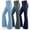 Navy Blue/Dark Gray/Blue, variant on BIG ELEPHANT 3 Packs Girl's Flare Leggings with Side Pockets, High Waisted Bell Bottoms for Dance