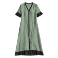 thumbnail image 7 of YuXingFu Boho Dresses for Women Maxi V-Neck Plus Size Womens Dress 1/4 Sleeve Solid Color Long Casual Summer Green XL, 7 of 7