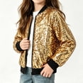 thumbnail image 2 of Tqyyweavej Toddler Boys Girls Sequin Bomber Jacket Glitter Zip Up Long Sleeve Jacket Sparkly Versatile Outwear Coat with Pockets for Party 2-13Y, 2 of 10