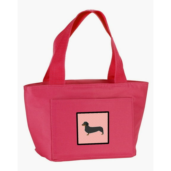 Carolines Treasures BB3582PK-8808 Dachshund Checkerboard Pink Lunch Bag  multicolor