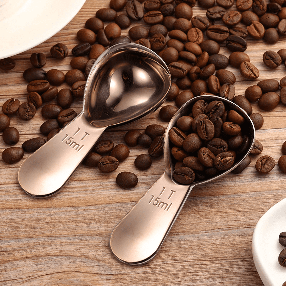 TeamFar Mini Scoop Set of 4, 3 Oz Stainless Steel Small Canister Scoops,  Black Candy Utility Scoops for Scooping Coffee Bean/Sugar/Flour/Spice, Rust