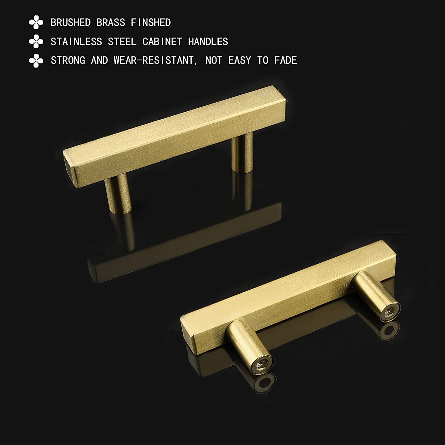 Goldenwarm 10 Pack Gold Cabinet Pulls Kitchen Hardware Square Cabinet Handles Door Handles Bathroom Furniture Pulls 3 inch Hole Centers