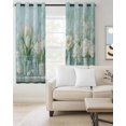 thumbnail image 2 of Spring Floral Blackout Curtains for Bedroom Living Room Darkening Curtains 84 Inch Length 2 Panels Set Watercolor Summer Flowers Teal White Window Curtain Window Treatment Grommet Drapes 52"x84", 2 of 9