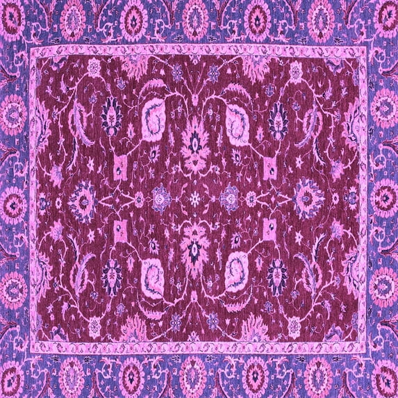 Ahgly Company Indoor Square Oriental Purple Modern Area Rugs, 8' Square