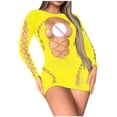 thumbnail image 3 of Lencería de mujer, malla hueca, medias de manga larga, body de nailon para mujer, 3 of 3