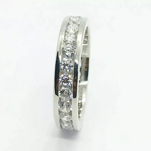 3Ct Round Cut Lab Created Diamond Men's Wedding Band Ring 14K White Gold Plated
