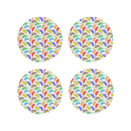 

Junzan Colored Armadillos Print Coasters for Drinks - Leather Coasters Set of 4 for Coffee Table for Housewarming/Kitchen/Bar/Decor-Round Shape