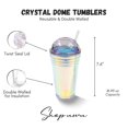 thumbnail image 2 of Shop Uwu Reusable Plastic Cup With Lid And Straw - Double Walled Insulated Cup With Crystal Dome Lid; Cold Drink Tumbler With Straw; Reusable Transparent Iridescent Cups - 560ml (Grey), 2 of 5