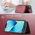 thumbnail image 4 of for iPhone 14 Plus Wallet Case, Minimalist Luxury PU Leather Magnetic Detachable Credit Card Holder, 2 in 1 Zipper ID Cash Slot, Magnetic Closure Kickstand Folio Flip Slim Cover,Red, 4 of 8