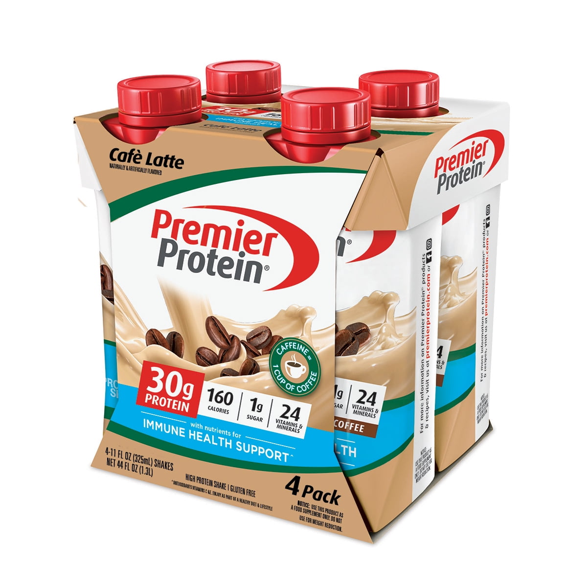 Premier Protein Shake, Café Latte, 30g Protein, 11 Fl Oz, 4 Ct - Walmart.com