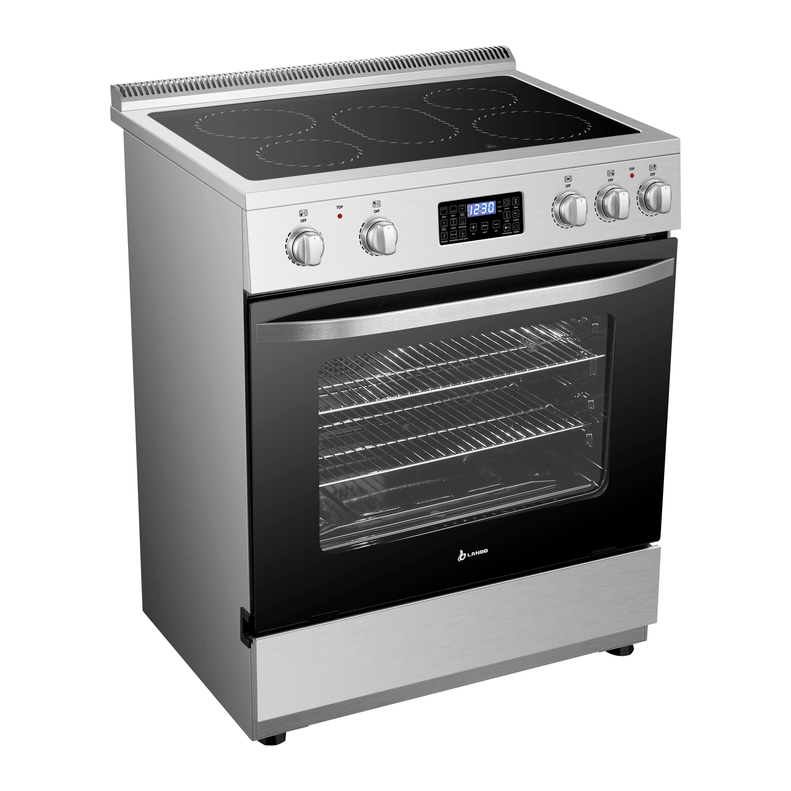 Lanbo 30 inch 5.9 CU.ft. Freestanding Electric Convection Range with Air Fry and Rotisserie, Electric cord or plug is not included