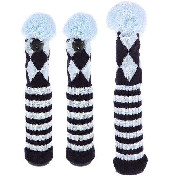 BRIGHTFUFU 3 unids/set de fundas para cabezas de palos híbridas de tela tejida, cubierta para cabeza de madera para conductor Fairway (azul claro)