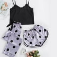 thumbnail image 2 of Diufon 3PCS Womens Pajamas V Neck Sleeveless Tops Polka Dot Elastic Waist Bow Shorts Pants Sets, 2 of 3
