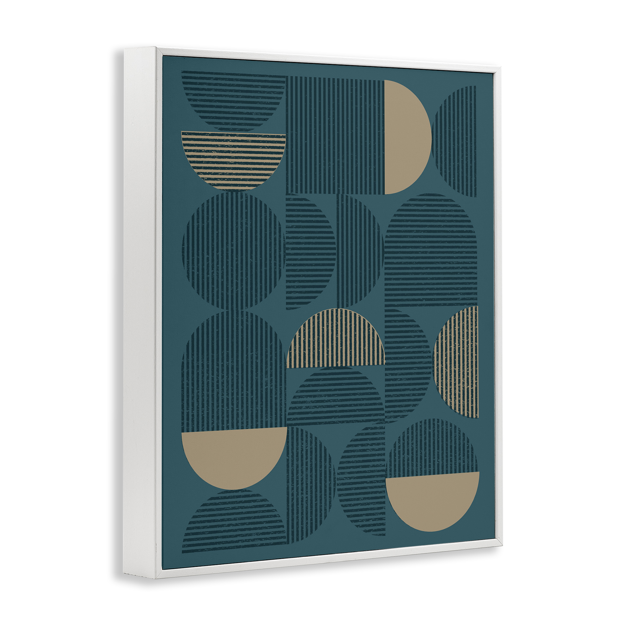 Stupell Industries Blue Modern Arch Shapes Abstract Painting White Framed Art Print Wall Art, 24 x 30