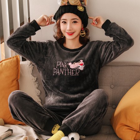 

Ladies Pyjama Women Winter Flannel Pajama Set Fleece Pajamas Sleepwear Thick Warm Velvet Female Homewear Suit Cute Sweet Pijama