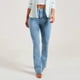 thumbnail image 2 of Gibobby Jeans dama talla extra Pantalones de mezclilla casuales para mujer Jeans Classic Blue Bell Jeans Flared Denim Jeans(Azul claro,G), 2 of 5