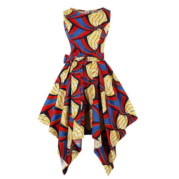 Njagoc3 Womens Strapless African Print Dress, Asymmetric Hem, Cultural Event & Casual Wear, Artistic Fit