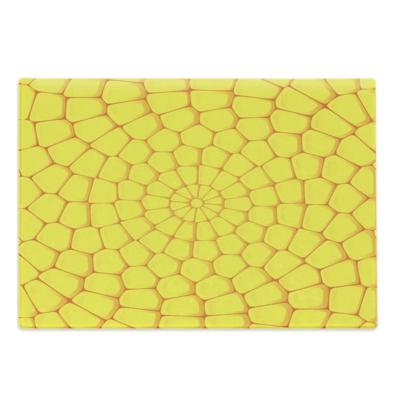 Yellow Cutting Board, Corn Bricks Illustration Countryside Nature Harvest Season Theme Modern Abstract, Decorative Tempered Glass Cutting and Serving Board, Large Size, Yellow, by Ambesonne