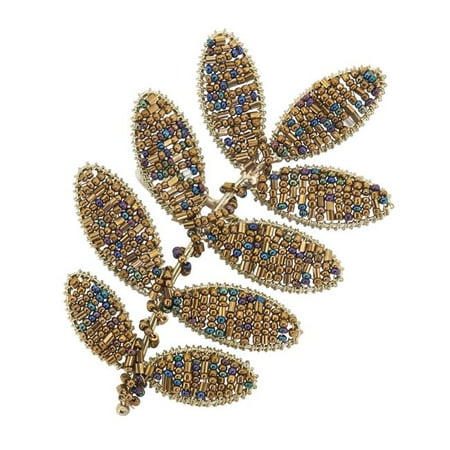 

SARO NR313.M Beaded Napkin Rings with Leaf Design - Set of 4