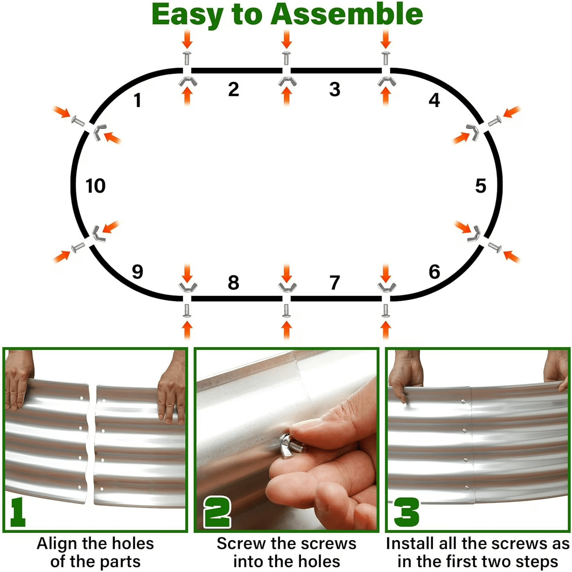 HGD Raised Garden Bed Kit Oval Galvanized Metal 2 Pack 4x2x1 ft