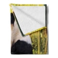 thumbnail image 2 of Panda Soft Flannel Fleece Blanket, Big Panda Sitting Forest Eating Bamboo Tree Trunk Foliage Wilderness Picture Print, Cozy Plush for Indoor and Outdoor Use, 50" x 70", Green Black, by Ambesonne, 2 of 5