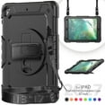 thumbnail image 2 of For iPad 6th/5th Generation Case 9.7 inch 2018/2017, 360 Rotating Shockproof Cover with Stand, Screen Protector, Shoulder Strap, Black, 2 of 7