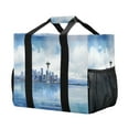 thumbnail image 2 of Seattle Skyline and Cloud Reusable Grocery Bags with Handle Side Pocket Waterproof Shopping Portable Tote, 2 of 8
