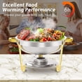 thumbnail image 2 of YXSC Round Chafing Dishes Buffet Set 2 Pack, 5QT Gold Stainless Steel Catering Chafer, Serving Food Warmer with Lids for Catering and Events, 2 of 7