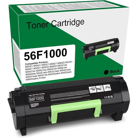 56F1000 Toner Cartridge Black Compatible with Lexmark MS321 MS421 MS521 MS621 MS622 MX321 MX421 MX521 MX522 MX622 Printers (1Pack,Black)