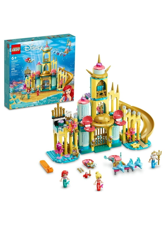 LEGO Disney Princess Ariels Underwater Palace 43207, Buildable Princess Castle Toy, Disney Gift Idea for Kids, Girls and Boys Aged 6+ with The Little Mermaid Mini-Doll Figure & Dolphin Figures