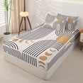 thumbnail image 2 of Homewish Bohemian Abstract Lines Zipper Twin Comforter Sets with Fitted Sheet and 2 Pillowcases,Mid-Century Artwork Zipper Bedding Set,Beige,Reversible,4pcs, 2 of 8