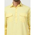 thumbnail image 6 of Punjabi Kurta Pajama Set Pathani Solid Color Indian Clothes for Men (Yellow, M), 6 of 8