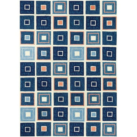 Homefires PP-PLY001E Tapis d'Intérieur et d'Extérieur 5 x 7 Pi, Carreaux de Plage, Crème