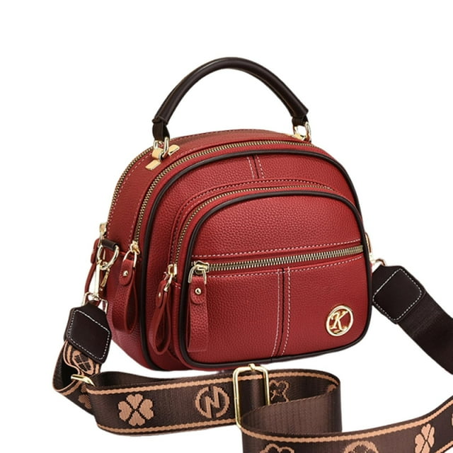Coefficienta Classic Leather Shoulder Bag Multifunctional Adjustable Strap Wide Compartments for Women Hands Convenience