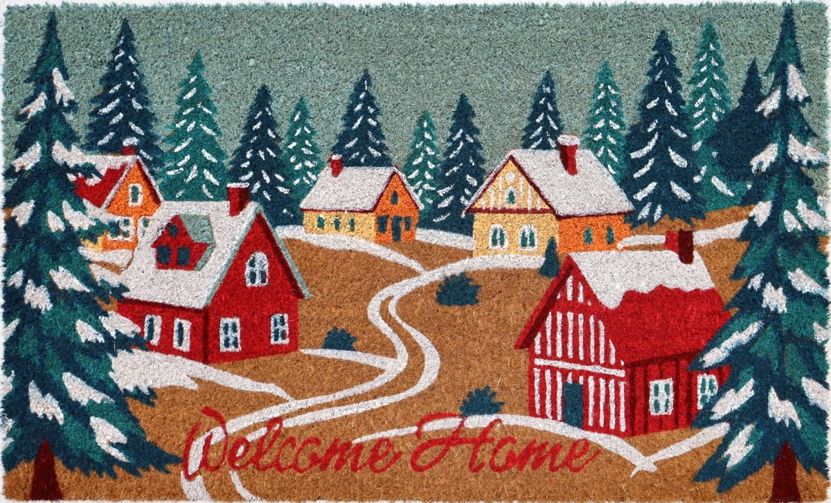 Holiday Time Winter Village Coir Fiber Doormat 18"x30"