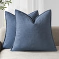 thumbnail image 1 of Pack de 2 fundas de almohada Foindtower de lino, 45 x 45 cm, color azul oscuro, 1 of 7