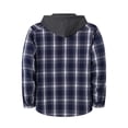 thumbnail image 4 of Mens Plaid Shirt Jacket Dqueduo Men's Flannel Plaid Long Sleeve Hooded Button Front Chest Pocket Casual Shirt Jacket Blue L, 4 of 5