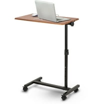 Home Zone Living Medical Adjustable Mobility Hospital Bed Table with Wheels, Laptop Stand, Brown