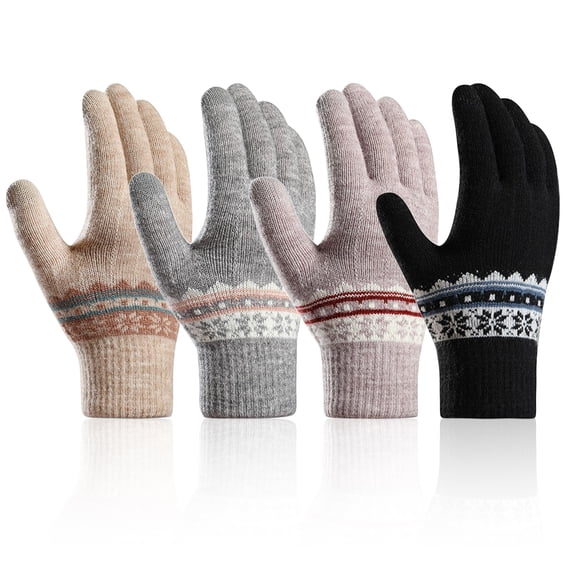 GIRACOA 4 Pairs Winter Gloves for Women, Touch screen Elastic Warm Knit Gloves for Cold Weather
