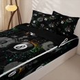 thumbnail image 3 of Castle Fairy 8-Ball Billiard Print Zipper Full Size Comforter Sets with Fitted Sheet and 2 Pillowcases, Sport Theme Splash Zipper Bedding Set, Black White Green,4pcs,Black Reversible, 3 of 6