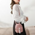 thumbnail image 4 of Women Bow Decoration Mini Backpack PU Leather Backpack Solid Color School Bag, 4 of 7