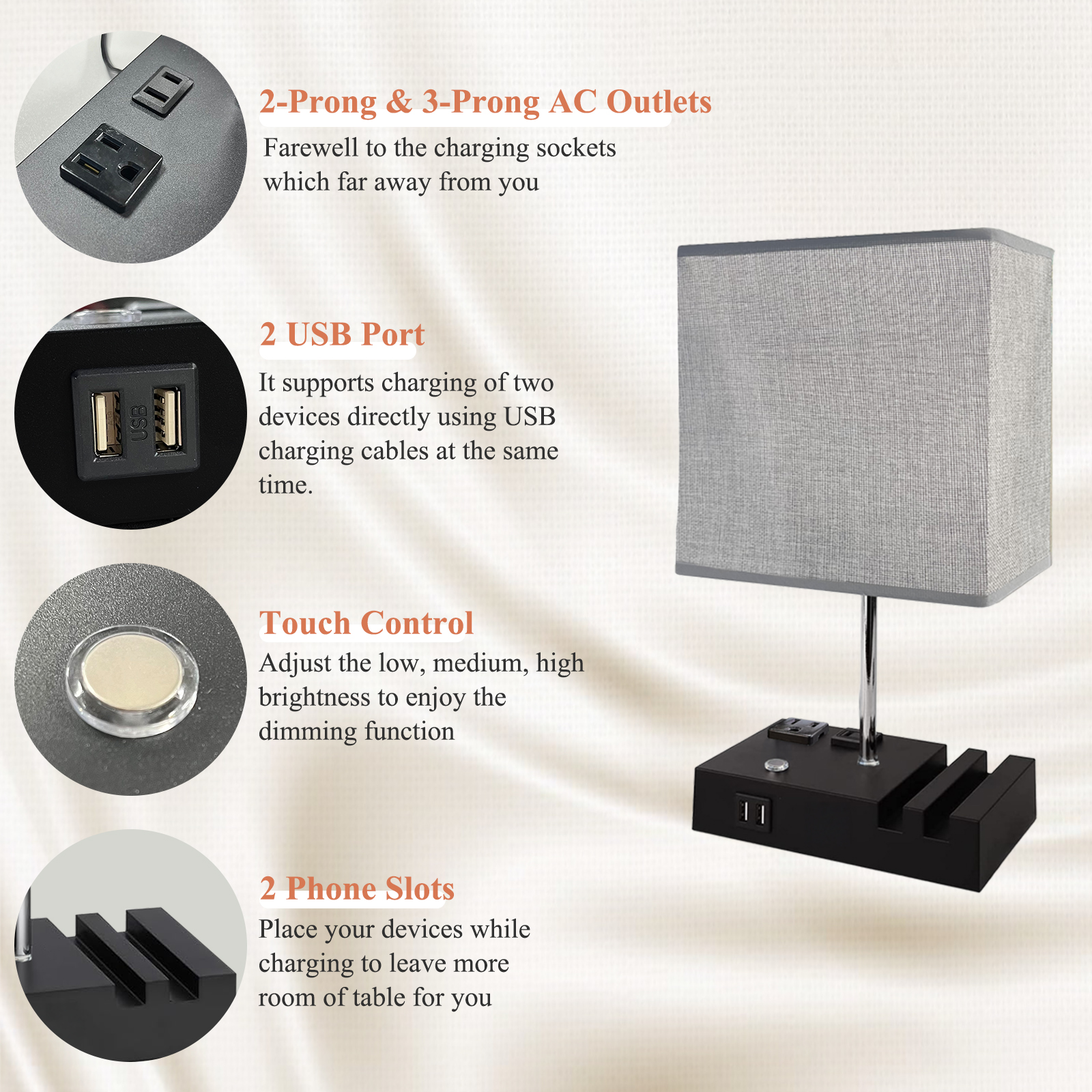 IJIL Table Lamp with USB Charging Ports photo 4